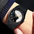 New Aura Arabic Watch Men's Quartz Watch Black Carbon Plastic watch for men.