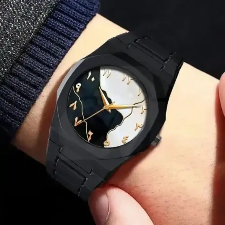 New%20Aura%20Arabic%20Watch%20Men's%20Quartz%20Watch%20Black%20Carbon%20Plastic%20watch%20for%20men%20-%20Image%203