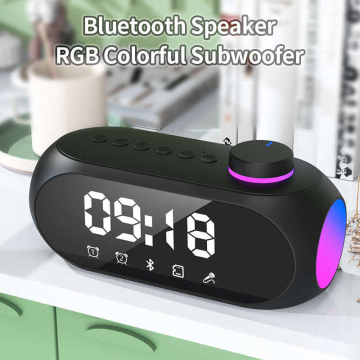 New S18 Bluetooth RGB Alarm Speaker Subwoofer Portable Mini Clock Home ...