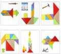 Children's wooden toys colored seven coquettings shape cognitive puzzle building block early education enlightenment intelligence toy with book.