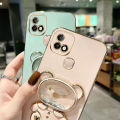 AnDyH Phone Case for Infinix Smart 5 Pro Hot 10i X658B X658E X659B Cute Quicksand Liquid Bear Bracket Anti Drop Camera Protection. 