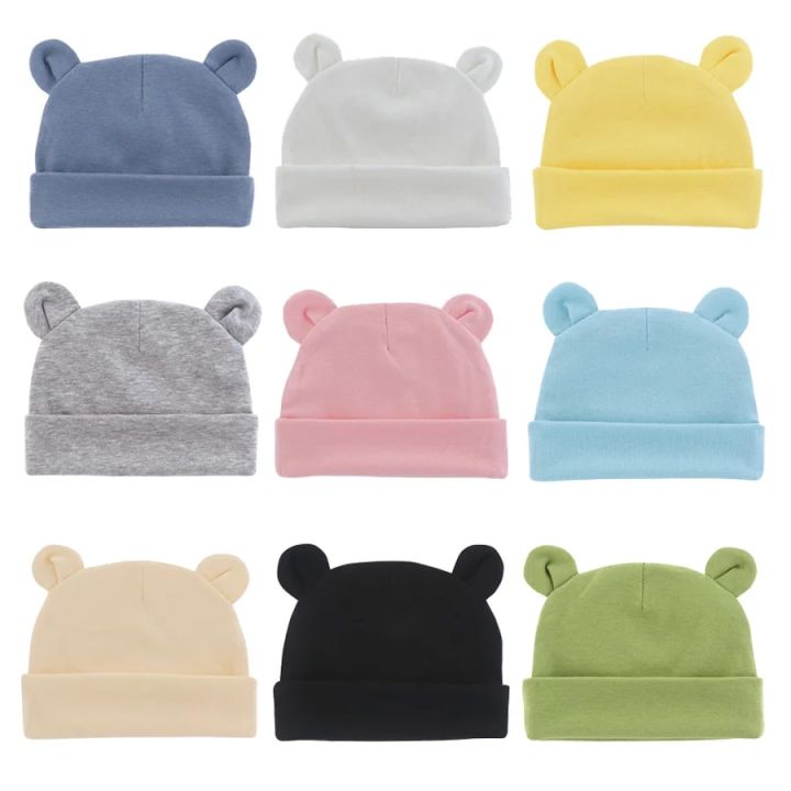 Soft Newborn Hat Baby Beanie Cotton Infant Bonnet Baby Cap for Girls Boys Kids Hats Newborn Photography Props Accessories 0-12MHeadbands