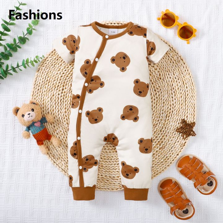 Imported Romper For Baby boy In Teddy Bear Design Green Color
