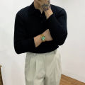 Autumn Long Sleeve Knit Polo Shirt Men Fashion Ribbed Solid Color Slim Polo T-shirts Knitted Mens Casual Button Lapel Pullovers KEEMEEUYZO. 