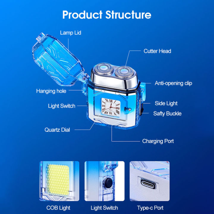 HEGRUS%20Mini%20Shaver%20for%20Men%20Mini%20Electric%20Powerful%20Electric%20Shaver%20Rechargeable%20Portable%20Electric%20Shaver%20Multifunctional%20Shaver%20Men's%20Razor%20with%20Quartz%20Dial%20COB%20Side%20Light%20-%20Image%208