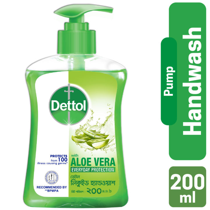 Dettol Handwash Aloe Vera 200ml Pump, Liquid Soap with Aloe Vera Extract