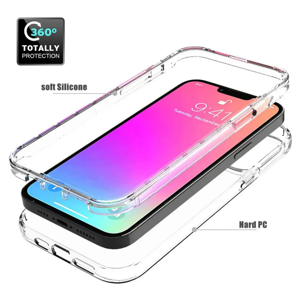 NShisasN】360 Full Body Double Front+Back Clear Case For iPhone 15