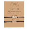 2Pcs/Set Fashion Sun Moon Couple Bracelet For Women Men Handmade Braided Rope Charm Bracelets Friendship Jewelry Lovers Gift.