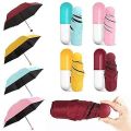 Foldable Mini Waterproof Ultra Portable Protective Mini Travel UV Capsule Umbrella with Long Size Handle for Men Women and Kids. 