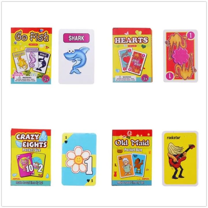 【Daily Necessities For Anyone Store】Kids Card Set - Old Maid, Go Fish, Hearts,Crazy Eights Family BX0D