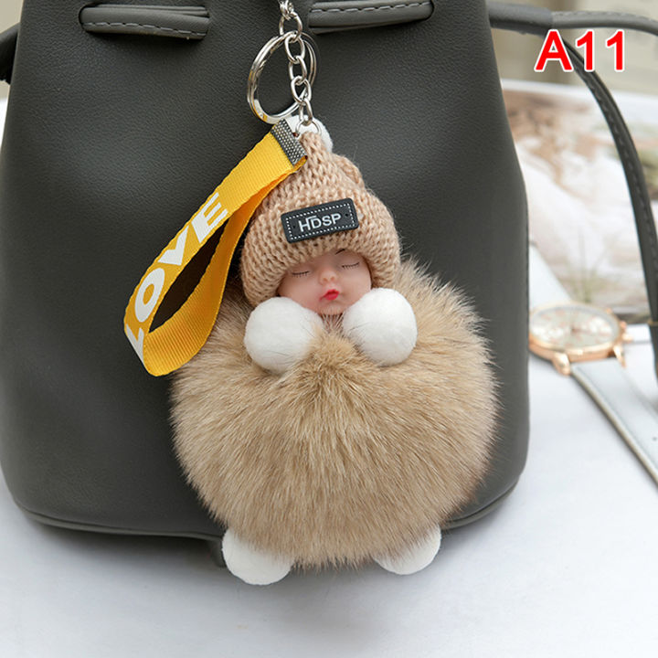 Pompom%20Sleeping%20Baby%20Keychain%20Cute%20Fluffy%20Plush%20Doll%20Keychains%20-%20Image%203