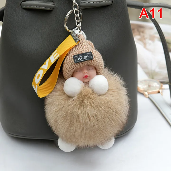 Pompom%20Sleeping%20Baby%20Keychain%20Cute%20Fluffy%20Plush%20Doll%20Keychains%20-%20Image%203