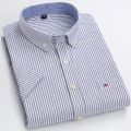 S-7XL Men's Short Sleeve Oxford Printed Casual Dress Shirts Front Patch Chest Pocket Regular-fit Button-down Collar Work Shirts. 