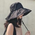 Summer Thin Sun Protection Hats For Women Ladies Korean Big Brim Fisherman Hat Sunshade Hat Summer Black Gum Sunshade Hat. 