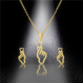 Korean Love Shaped Necklace Earrings Set For Women/Gift For Grils. 