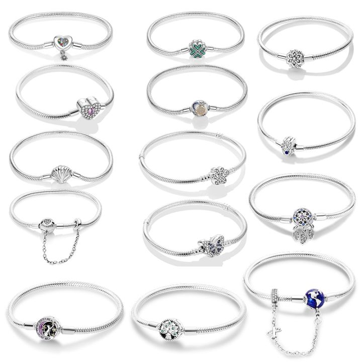 925%20Silver%20Orgrinal%20Bracelet%20Butterfly%20Cat%20Dog%20Paw%20Safety%20Chain%20Star%20Moon%20Clover%20Tree%20of%20Life%20Bracelets%20Bangle%20For%20Women%20Jewelry%20-%20Image%203