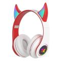 Devil Ear Bluetooth Headphones With Microphone Stereo Music RGB Flashing For Cell Phones Pc Gamer Gaming Headset Kids Boys Gift.