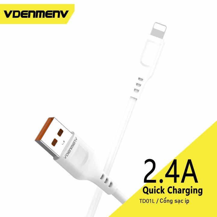 VDENMENV D01L Fast Charging 2.4A Data Cable 1 Meter Lightning Cable