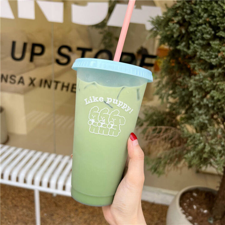Copyright%20Korean%20style%20niche%20cartoon%20dog%20summer%20coffee%20plastic%20straw%20large%20capacity%20portable%20cup%20-%20Image%203