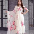 Rose Angel Gown White Color Readymade Three Piece For Women - Lehenga For Girls.