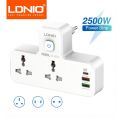 LDNIO Power Socket Adapter Multi Outlet 3 USB PD Charger 2 AC Universal Travel Surge Protector Pop Power Strip And Usb With LED. 