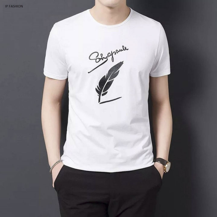 casual homme cool T-Shirts Summer Poly Cotton Tops Tees Print T Shirt Men