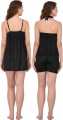 Tree Part Satin Solid Women Nighty Set - Stylish Night Dress for Women - Perfect for All Seasons. 