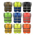 High Visibility Waistcoat Reflective Safety Vest Mens Construction Worker Night Runner Cyclist 9 Colors Company Logo Print.