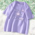 Taro Purple Cotton Short Sleeve T Women's T-shirt Loose All-Matching Top Summer round Neck Korean Style ins Wind Half Sleeve. 