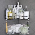 Bathroom Shelf Shower Wall Mount Shampoo Storage Holder With Suction Cup No Drilling Kitchen Storage Bathroom Accessories.