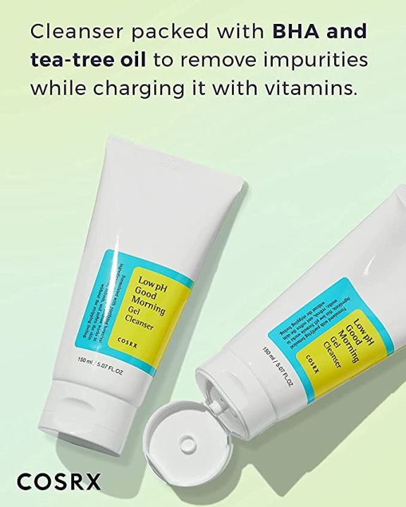 COSRX%20Low%20pH%20Good%20Morning%20Gel%20Cleanser%20150ml%20Daily%20Mild%20Face%20Cleanser%20for%20Sensitive%20Skin%20with%20BHA%20&%20Tea-Tree%20Oil,%20PH%20Balancing%20%7C%20Korea%20-%20Image%204