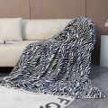 Zebra Striped Throw Blanket Fashion Jacquard Print Rabbit Fuzzy Sofa Cover Shawl Bedspread Super Soft Warm Plush Blankets.