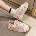 Women 2024 New style breathable floral canvas shoes autumn thick platform all-match student sneakers zapatollas Mujer.