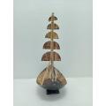 Handcrafted Coconut Shell made five Sailing Boat Showpiece. 