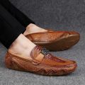 Crocodile Pattern Skin Loafer Shoes Men Slip-on Moccasins Handmade Man Casual Shoes Drive Walk Luxury Leisure.