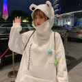 Frog Sweatshirt Men Women Over size Autistic Hoodies Harajuku Top Stitching Three-Dimensional Cute Frogs Pullover Pocket Anti Foam Hoodies Fried Street Couple Wear. 
