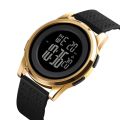 SKMEI SK1502L  Black PU Digital Watch For Unisex - Golden & Black. 