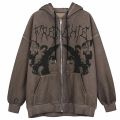 2023 Women Hip Hop Streetwear Hoodies Women zip up hoodie Angel Dark Print Jacket Coat Goth Harajuku y2k Clothes. 