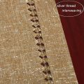 Hand Hemstitched Dining Table Runner Dresser Scarves, Silver Thread Interweaving (Dark Beige, 12 x 72 Table Runners). 
