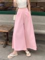 2025 Autumn Women's High Waist Wide Leg Pants Elegant Trousers Korean Cotton Linen Skirts White : 2025.. 