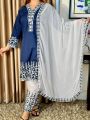 Pakistani inspired Stitched 3 piece kamiz Set. 