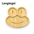 Children's Animal Pattern Bamboo Tableware with Base Suction Cup Baby Feeding Tableware Bamboo Plate Dinner Plate BPA Non-slip.