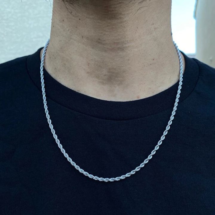 【Quality】 2020 tailxy fashion rope chain necklace 3mm width stainless steel necklace men jewelry gift collar Hombre