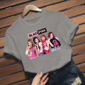 Black pink Korean style printed Summer loose casual ins T-shirt. 