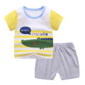 GC 2-piece Boys Round Neck Short Sleeves T-shirt Shorts Two-piece Set Breathable Cotton Suit. 