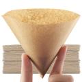 Hand-made coffee filter paper cone-shaped raw wood pulp funnel American coffee machine drip filter paper 1-2/2-4 person-40/50 sheets.