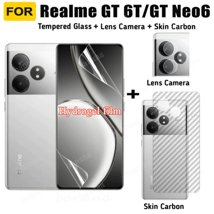 3 IN 1 Realme GT Neo 6 Hydrogel Soft Film for Realme GT 6T GT Neo6 SE Camera Lens Glass Screen Protector and Back Film