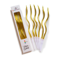 Spiral Candle Gold & Silver Long Stick Metallic Twisty Candle for Birthday, Wedding Party, and Cake Decoration - (Pack of 06 Pcs). 