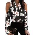 Women's Printed Off Shoulder V-Neck Long Sleeve Y2k Top Fashion Blusas Mujer Roupa Feminina Elegant And Youthful Blouse.