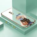 ZeroQiQi for Realme X Back Cover Gentle Girl Luxury 6D Plating Case Side Pattern Soft Silicone Square Phone Cases + Free Lanyard.